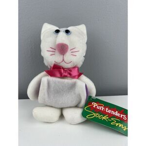 Vintage 1988 Purr-Tenders Sock-Ems Hallmark Burger King Plush Toy Cat Mouse Flip